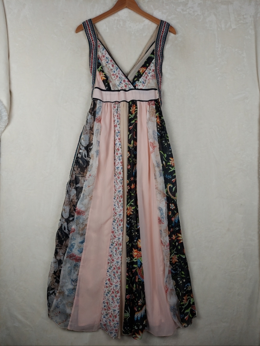 Altard' State Floral Patchwork V-Neck Maxi Dress Small Cottagecore Whimsigoth
